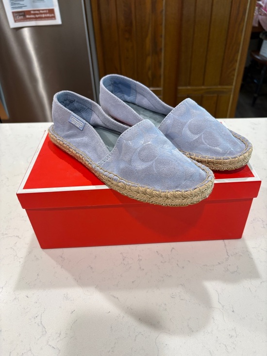 Coach Shoes - Coach Light Blue Canvas Espadrille Slip-Ons